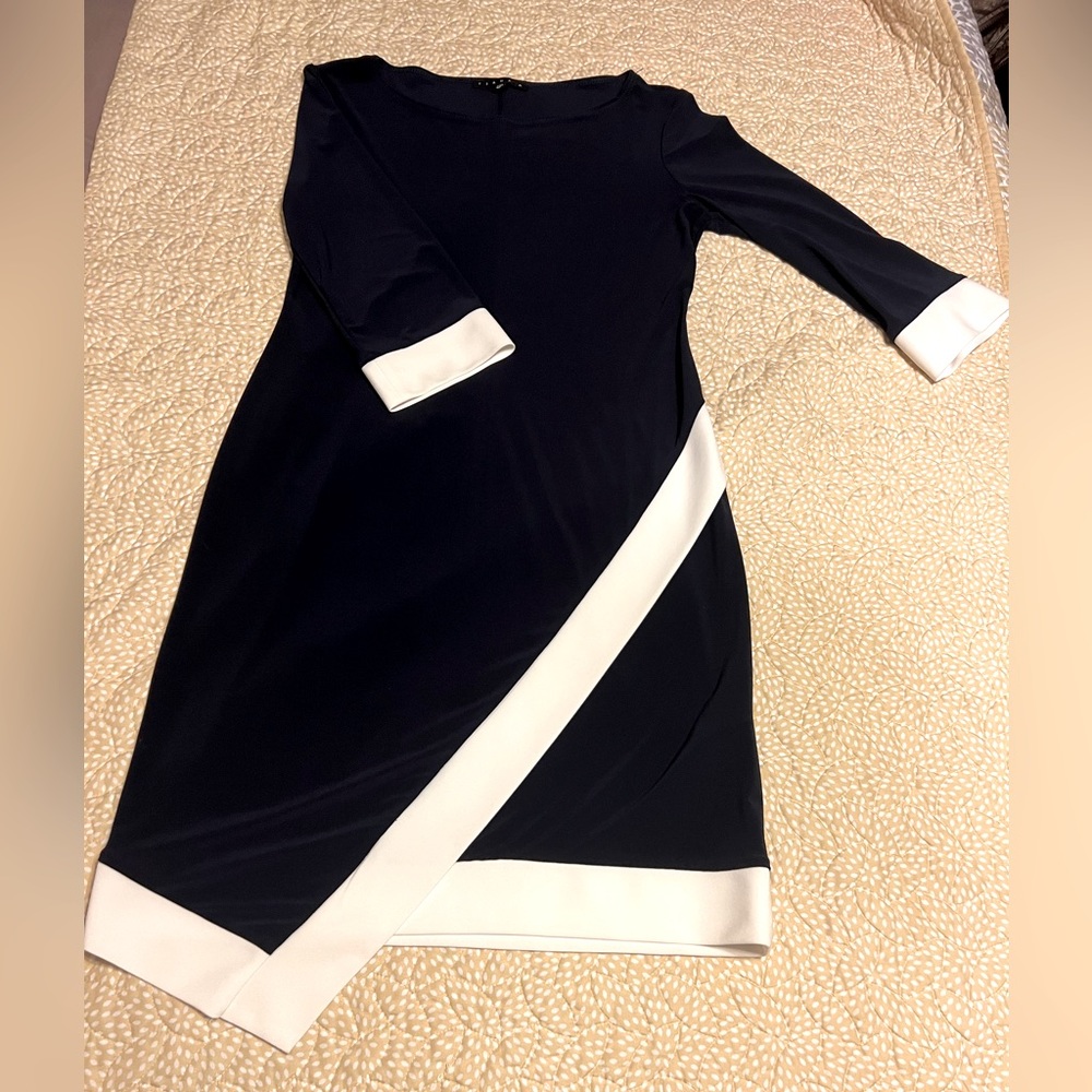 Tiana B. Navy blue with white trim dress. Size 4P. Only worn once.